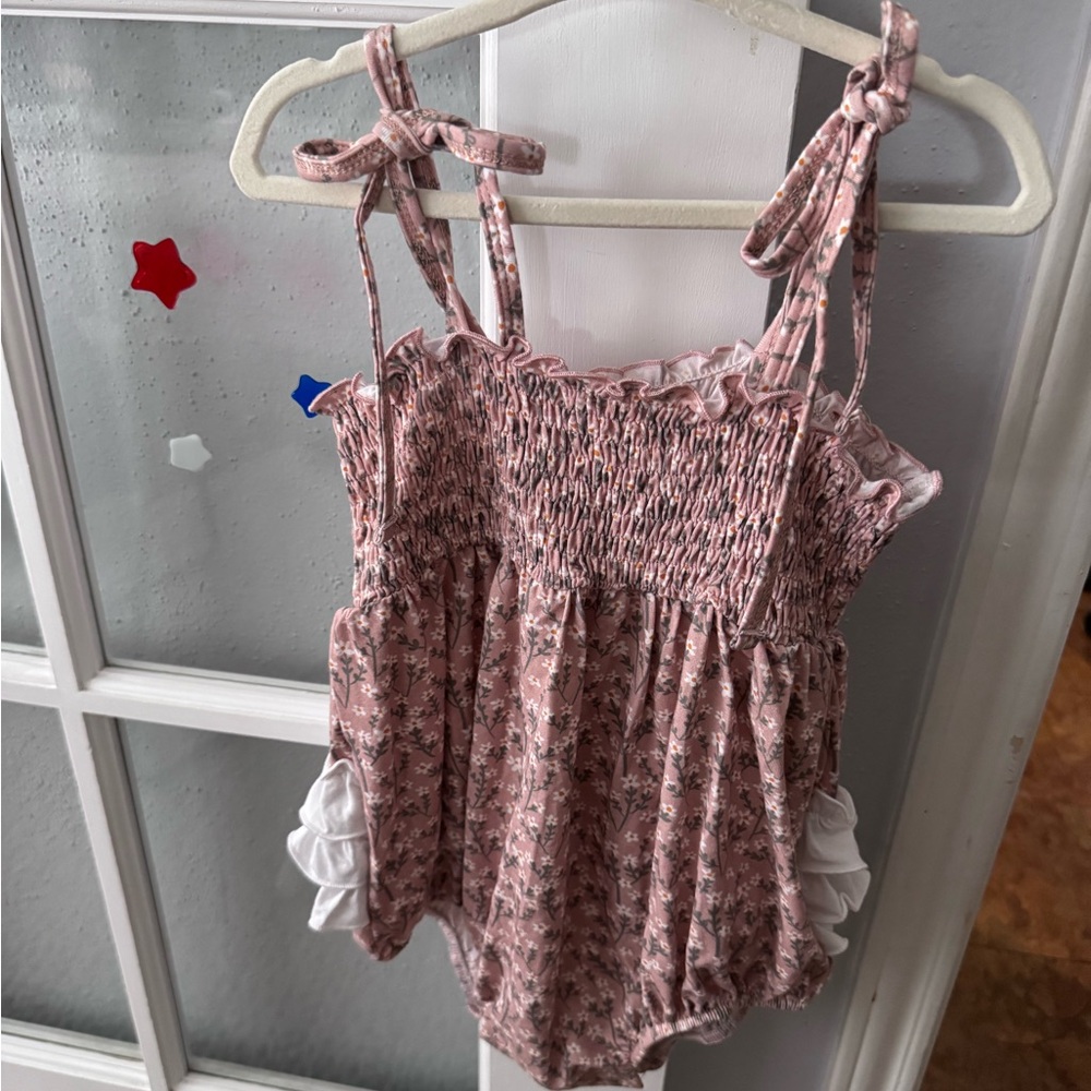 Caden Lane Pink and Gray Baby Outfit